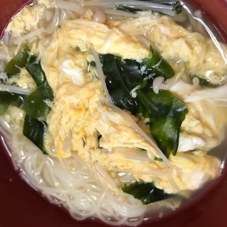 わかめとえのきの卵とじにゅうめん